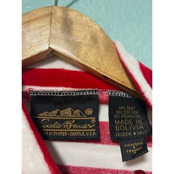 Vintage Eddie Bauer Women's Cream and Red Long Sleeve Top Size Small - Picture 5 of 7